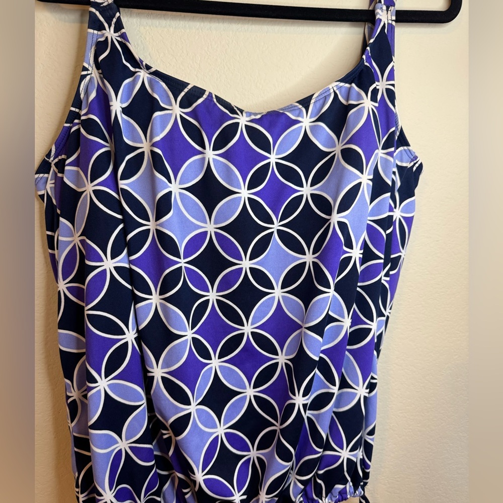 Chic Colorful Women’s Size 18 Drawstring Blouson Swimsuit Top! - Picture 5 of 7